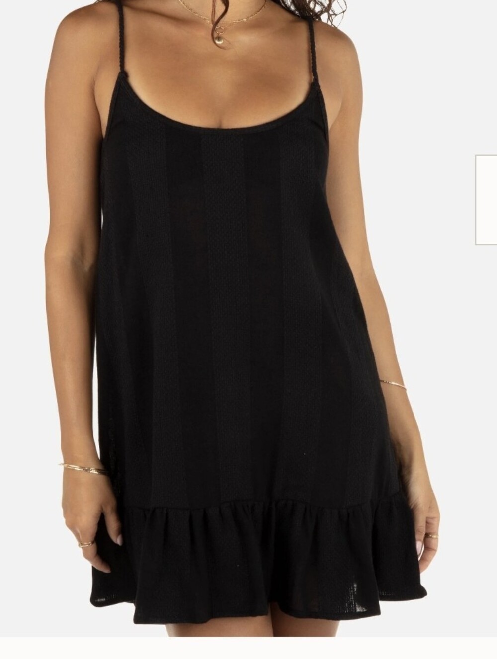 Women's Hurley Black Sleeveless Ruffle-Hem Mini Dress